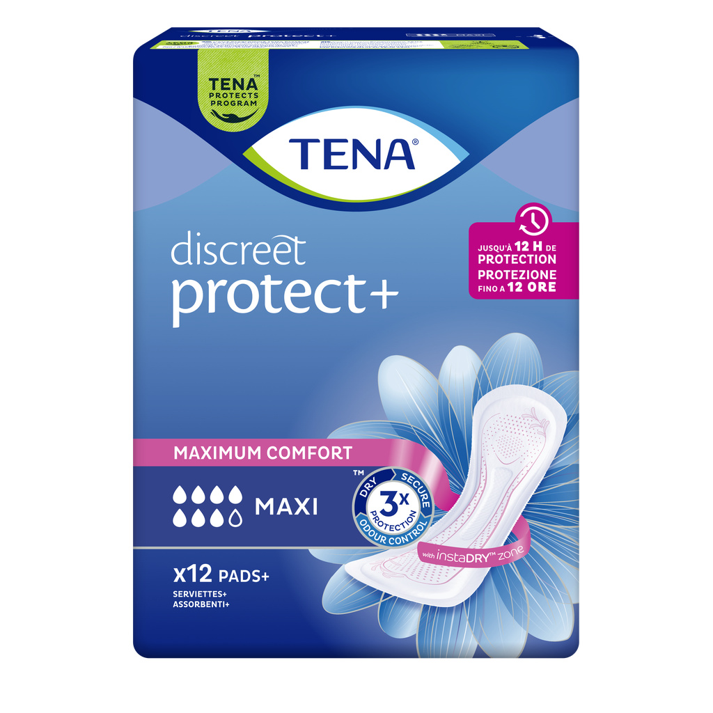 TENA Discreet Protect+ Serviettes Maxi x12