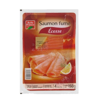 Saumon Atlantique Fumé d'Écosse 4 Tranches Belle France Barquette 130g