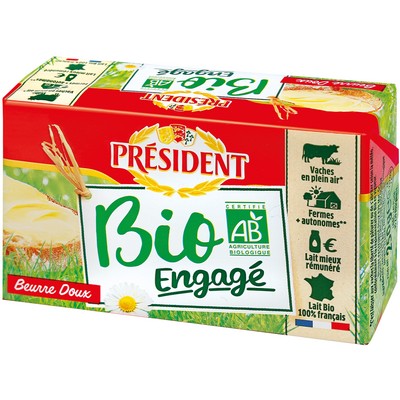 Président beurre doux Bio plaquette 250gr