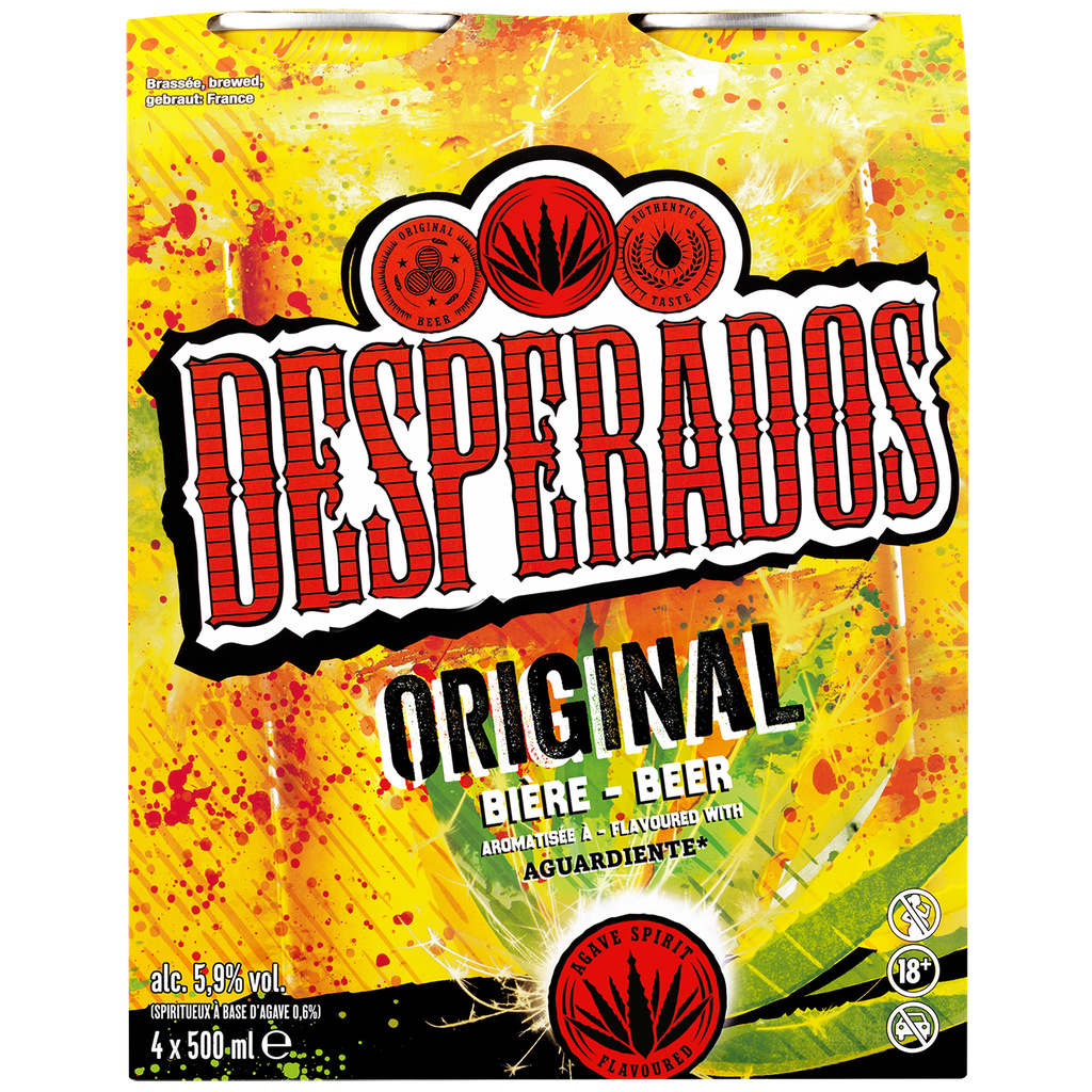 Desperados Original - Bière Aromatisée à la Téquila - 4x50cl - 5.9°