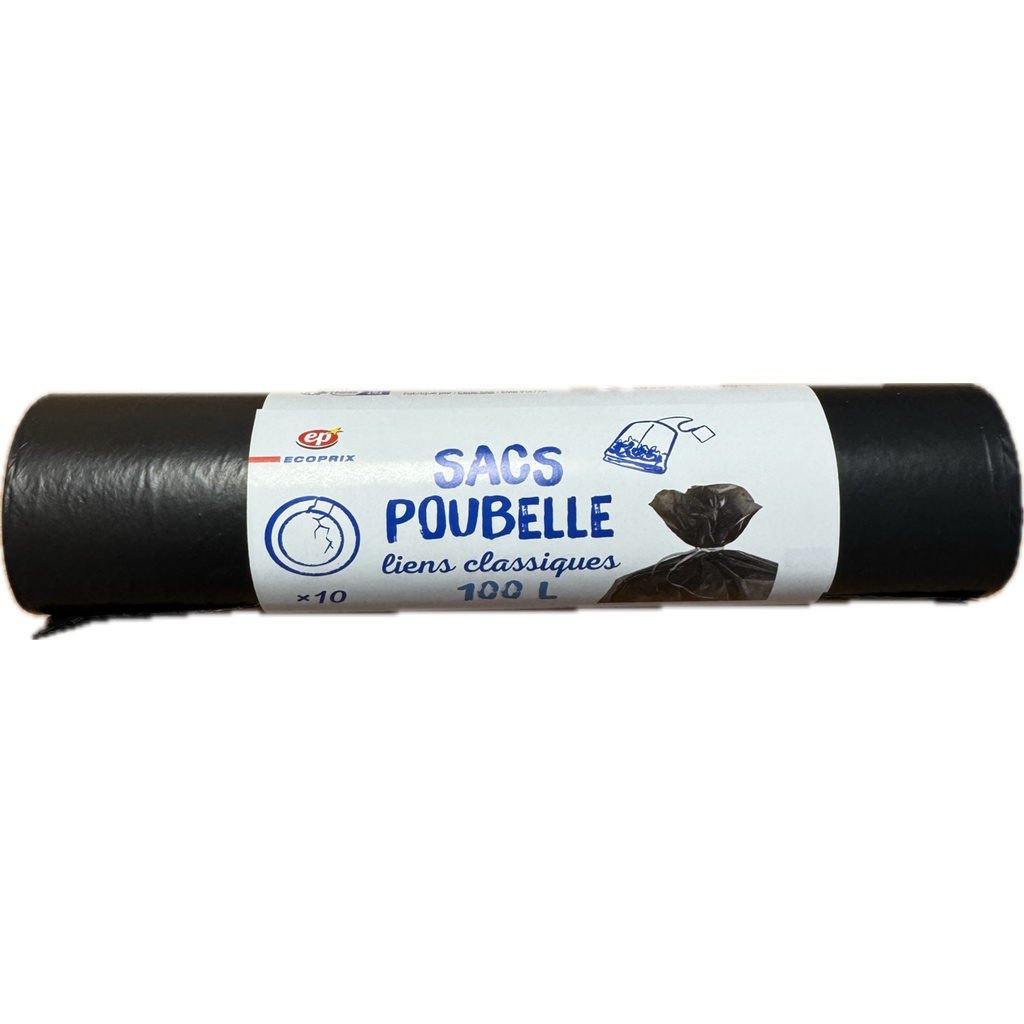 Francap Sacs Poubelle Liens Classiques 100L x10