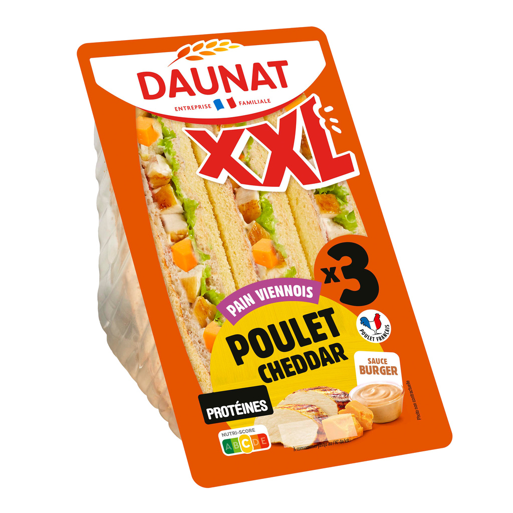 Sandwich XXL Viennois Poulet Cheddar Daunat 230g
