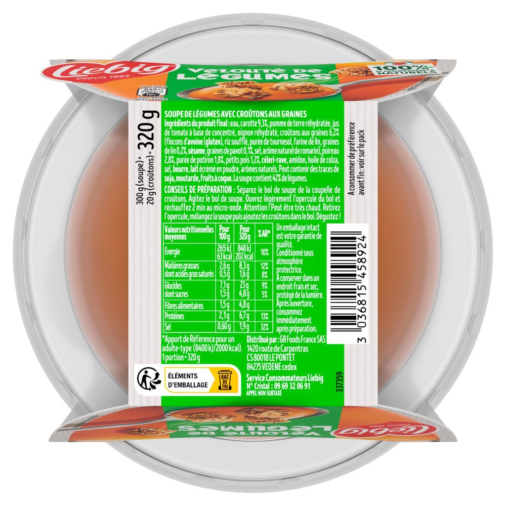 Liebig Bol Velouté de Légumes Croûtons 320g