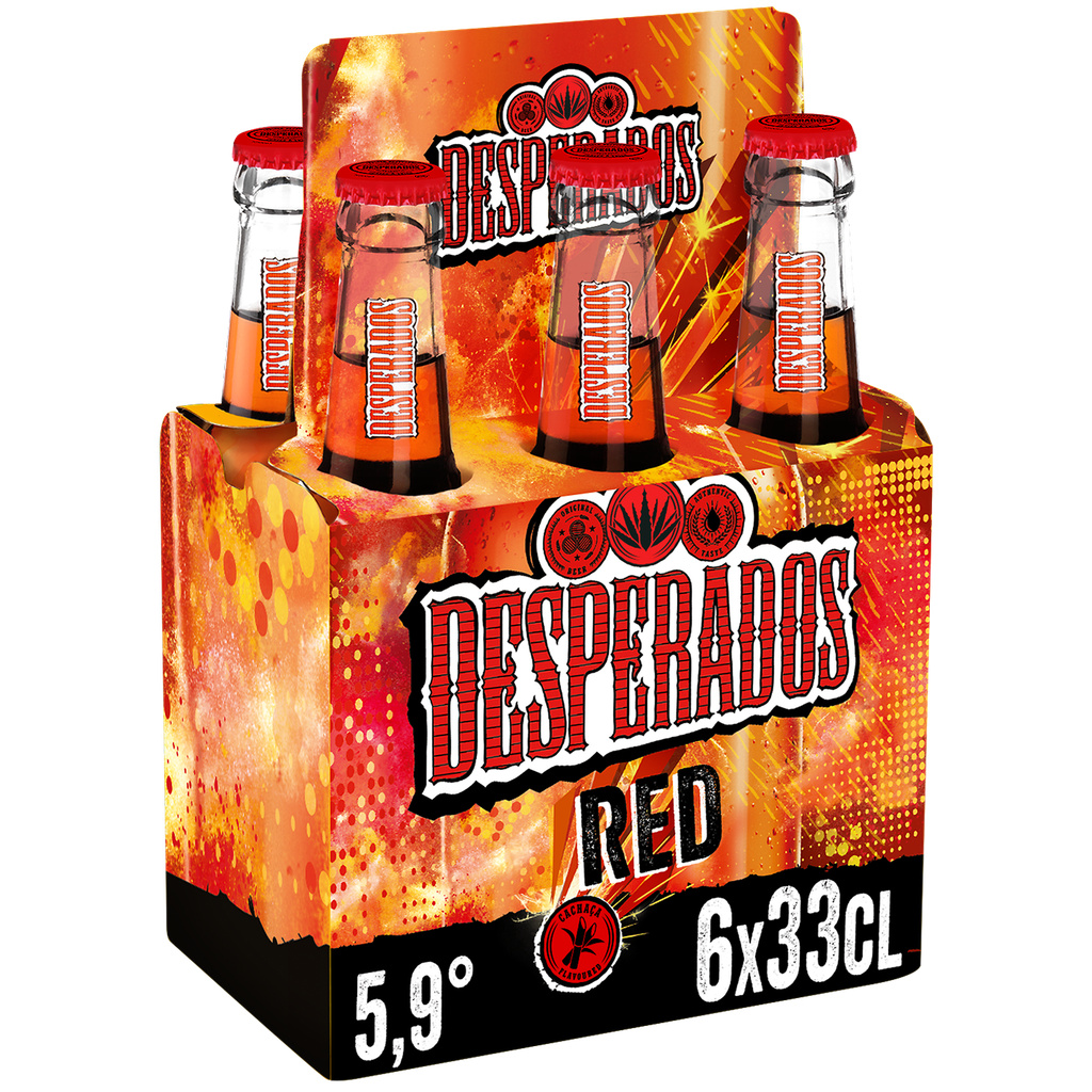 Desperados Red - Bière Aromatisée à la Cachaça, Fruits Rouges, Guarana - 6x33cl - 5.9%