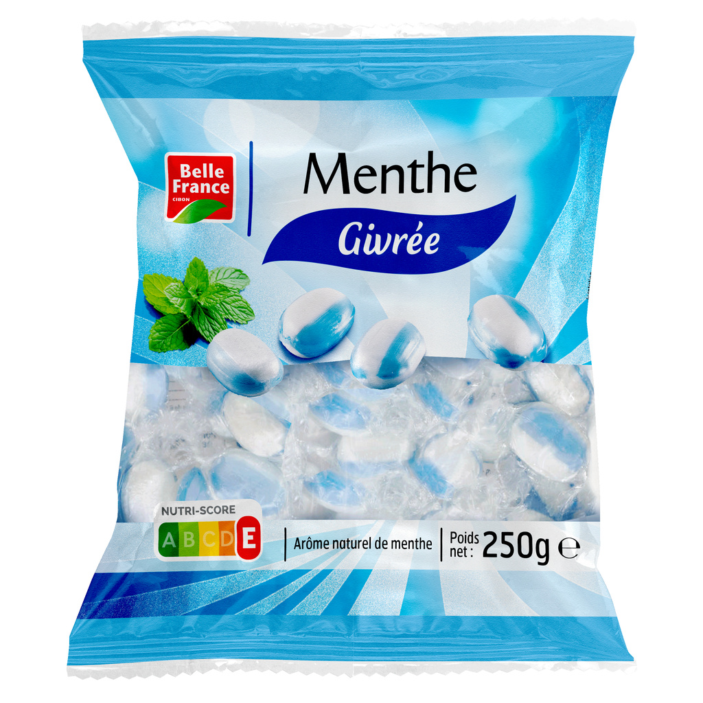 Belle France Sachet de Bonbons Menthe Givrée Rayés 250g