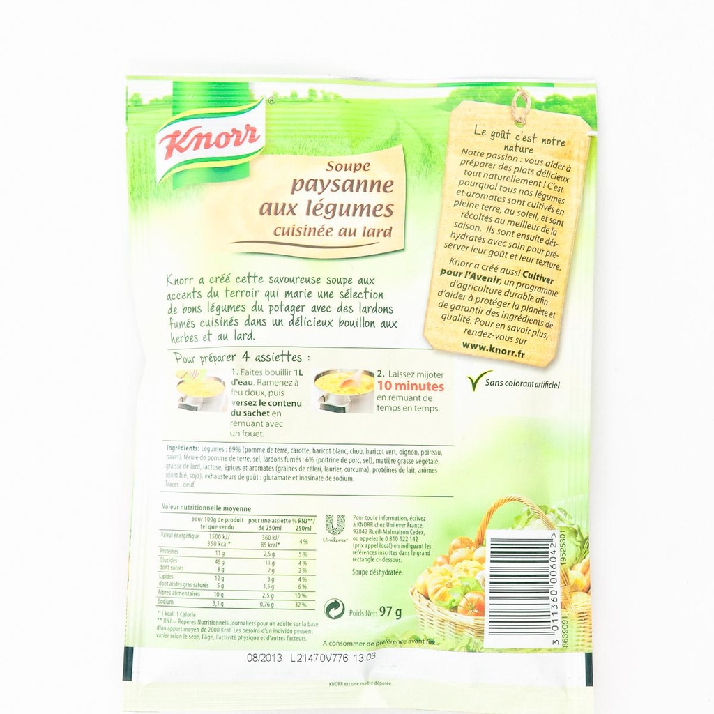 Knorr Soupe Déshydratée Paysanne Légumes & Lard 4 Portions