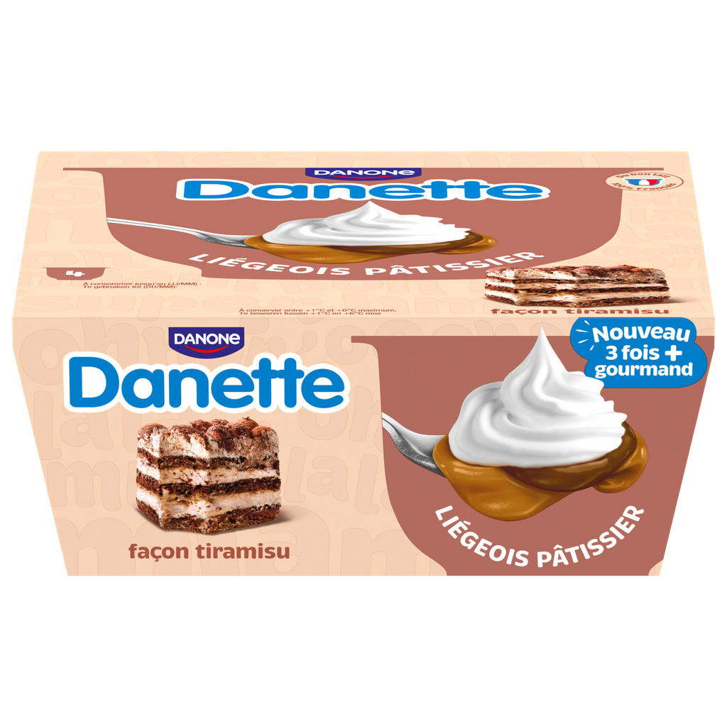 DANETTE Liégeois Pâtissier Façon Tiramisu 4x90g