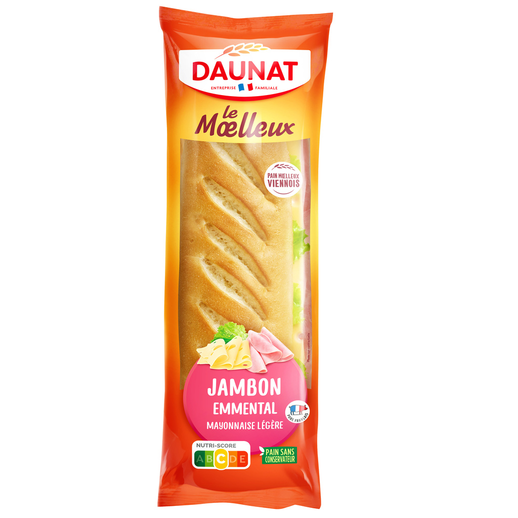 Soft baguette with ham and Emmental 230g