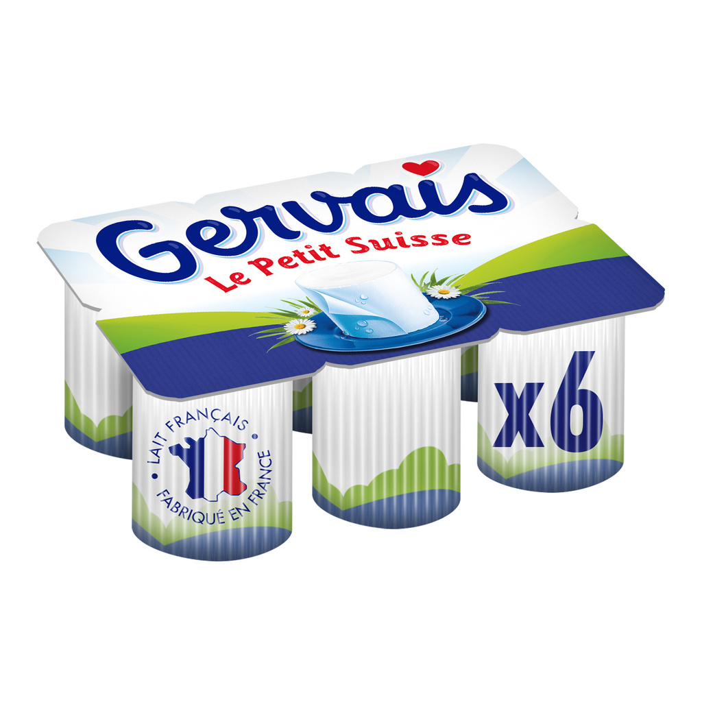 Gervais petits suisses nature 9.5% mg 6x60g