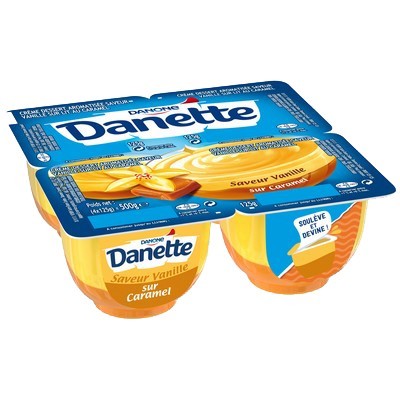 Danette Crème dessert vanille lit caramel 4x125g