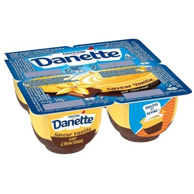 Danette Crème dessert vanille lit chocolat 4x125g