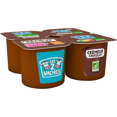 LES 2 VACHES CREMEUH BIO CHOCOLAT 95GX4