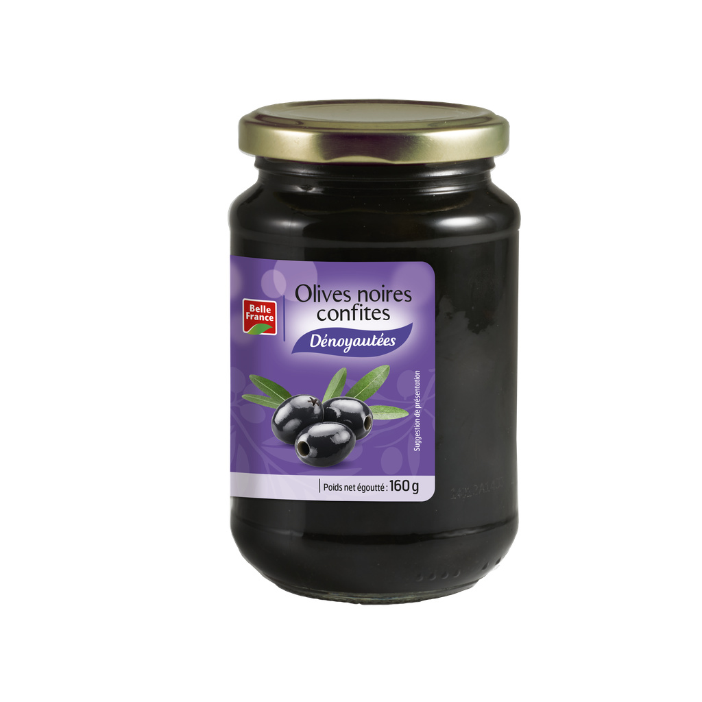 Pitted Black Olives Belle France Jar 160g