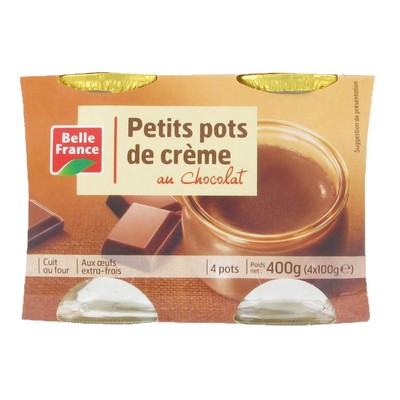 Belle France Chocolate Crème Dessert Glass Pots 4 x 100g