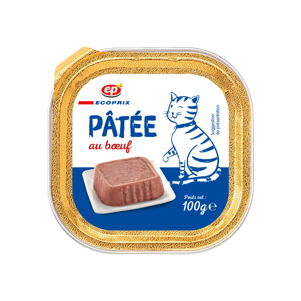 Pâtée au Bœuf pour Chats Barquette 100g