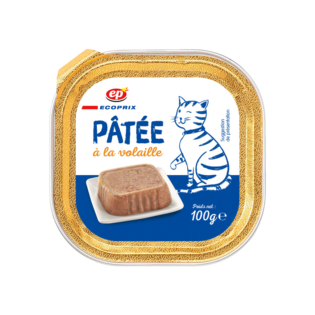 Pâtée au Poulet pour Chats Barquette 100g