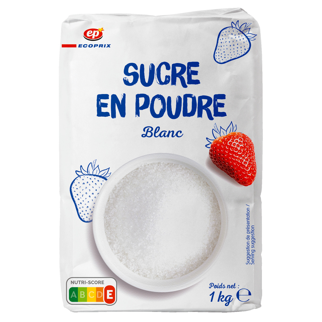 Sucre en Poudre Blanc 1kg Sachet