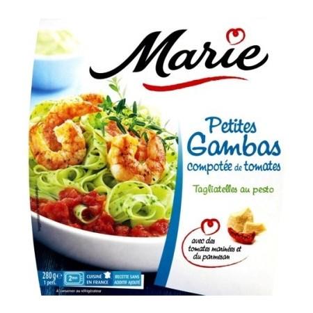 MARIE Petites Gambas, Compotée de Tomates, Tagliatelles Pesto, Tomates Marinées et Basilic 280g