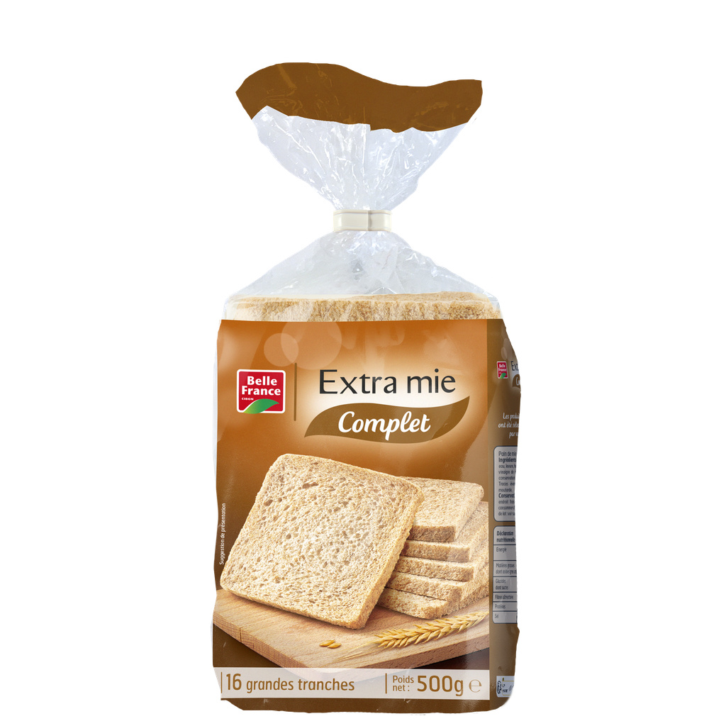 Wholemeal Crustless Sandwich Bread x16 Belle France 500g