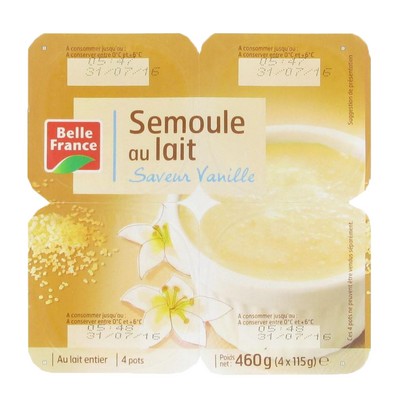 Vanilla Flavored Semolina Pudding Belle France Pot 4 x 115g