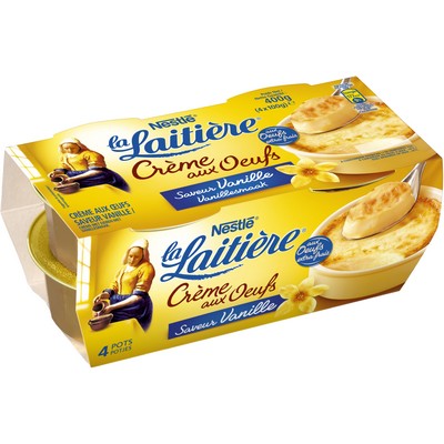 LA LAITIERE Crème aux oeufs saveur VANILLE 4x100G