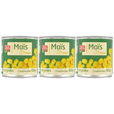 Sweet Corn Kernels Belle France 3 x 450g Cans