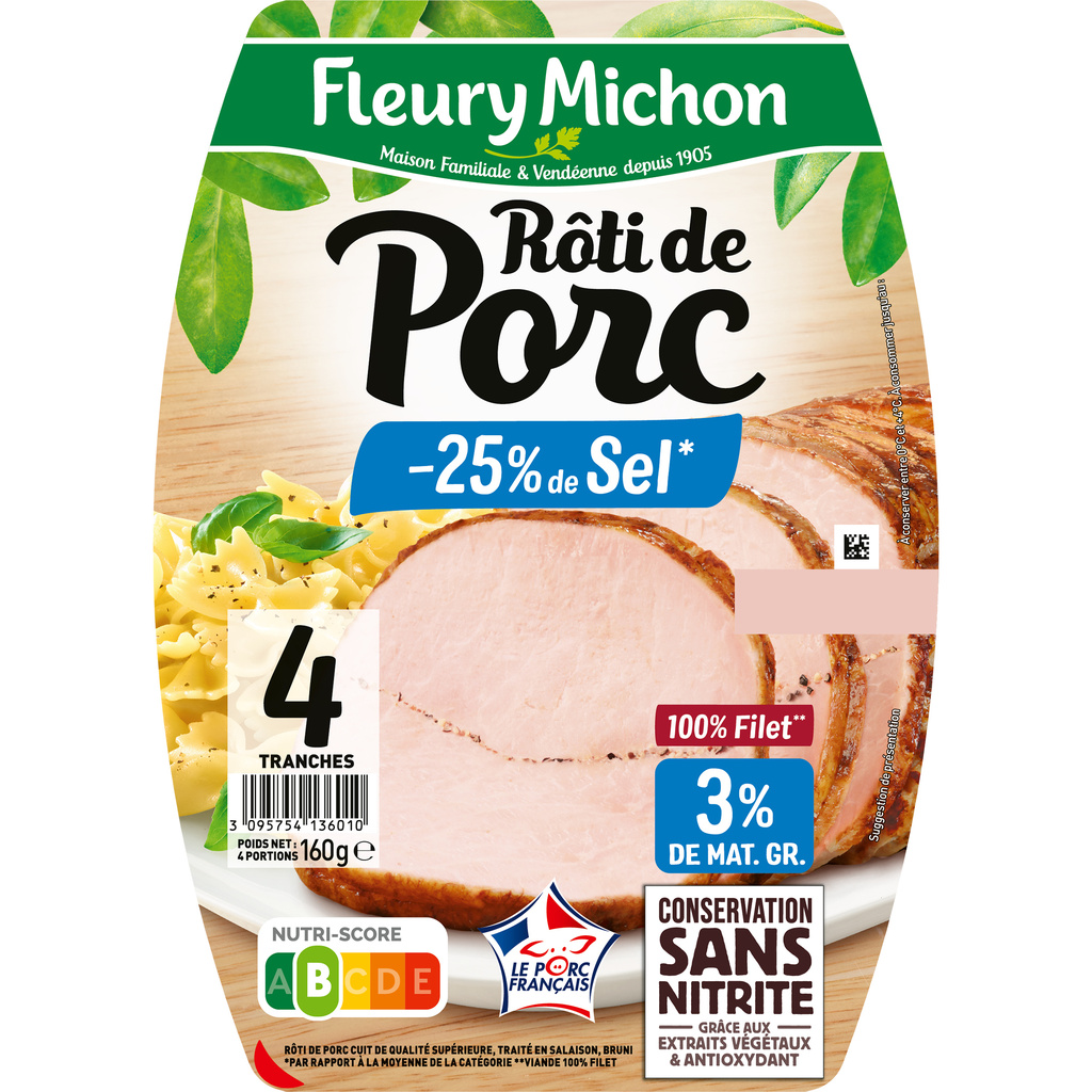 4 slices Roast PORK, 25% Less SALT Nitrite-Free