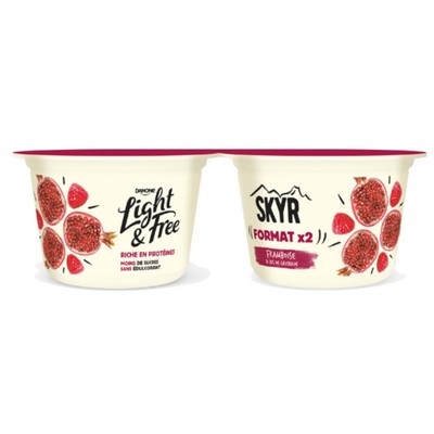 Light&Free Skyr lit framboise grenade allégé 0% mg 2x145g