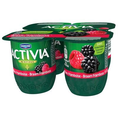 Activia Yaourt aux fruits bifidus mûre framboise 4x125g