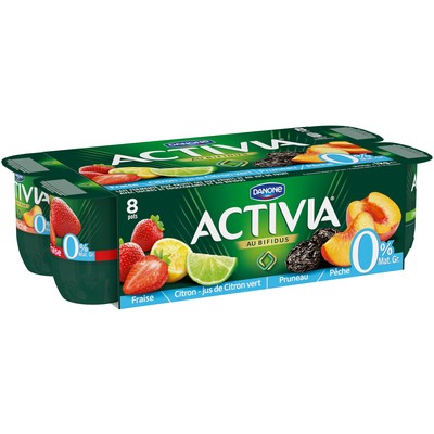 Activia 0% Fat Fruit Yogurt with Bifidus Variety Pack 8x125g