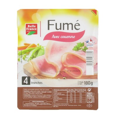 JAMBON CUIT SUPERIEUR FUME AC 4 TRANCHES BF 160 G