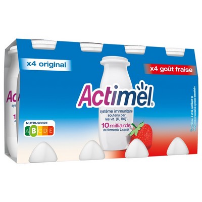 Actimel natural & strawberry drinking yogurt 8x100g