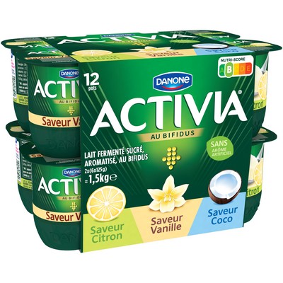 Activia Yaourt saveurs vanille citron coco bifidus 12X125g