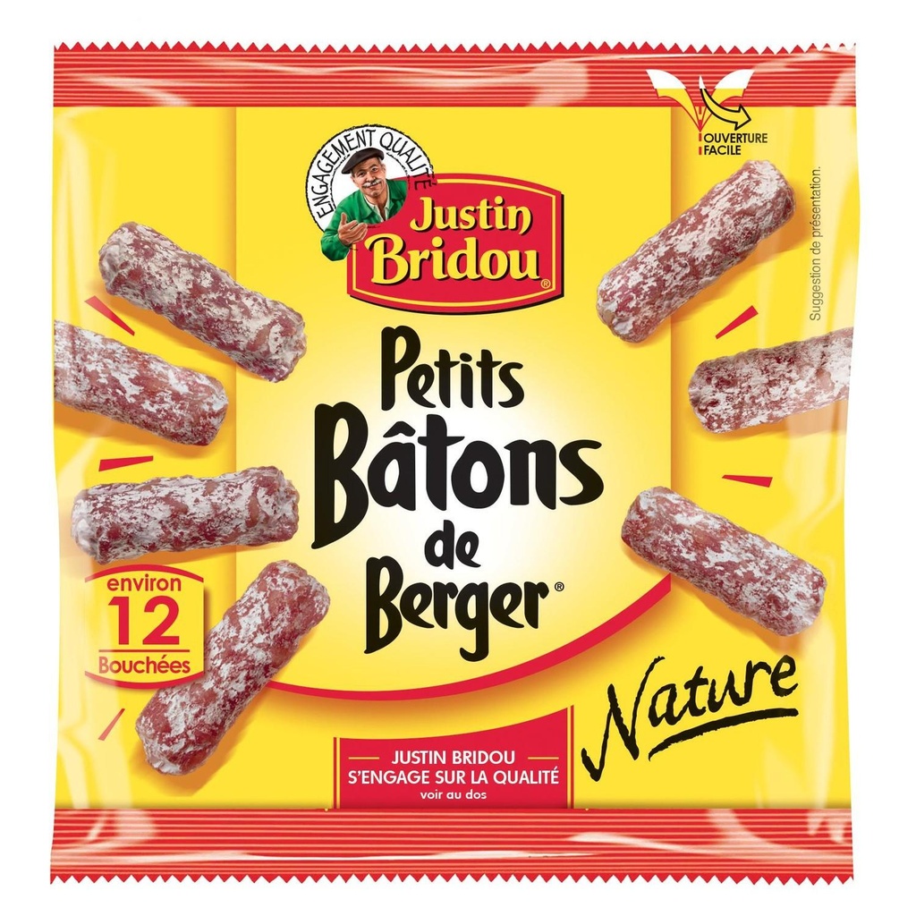 Petits Bâton de Berger Justin Bridou Nature bâtonnets - 75g