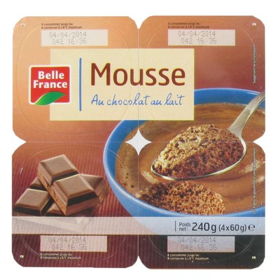 Belle France Milk Chocolate Mousse 4 x 60g Pots