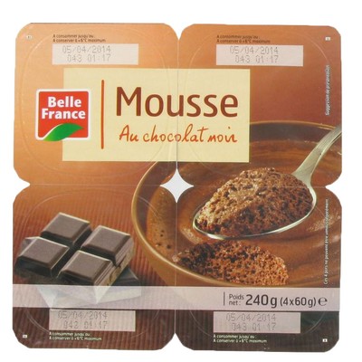 MOUSSE AU CHOCOLAT NOIR BF POT 4 X 60 G 
