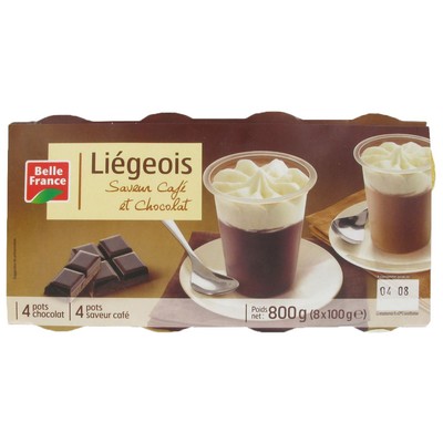 8x100g Coffee and Chocolate Liégeois Belle France