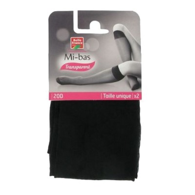 SHEER KNEE-HIGH STOCKINGS 20D - BLACK - ONE SIZE