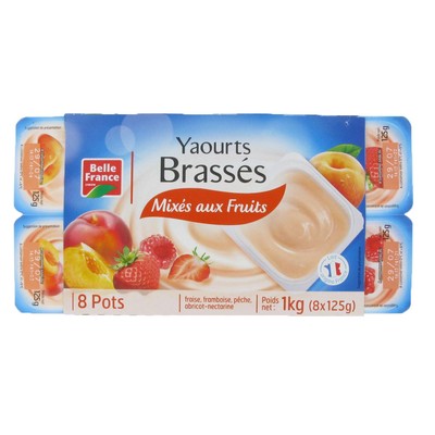 YAOURT BRASSE MIXE AUX FRUITS BF POT 8 X 125 G