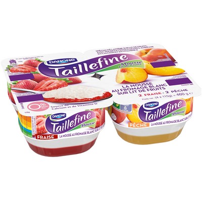 Light&Free 0% mousse au fromage blanc allégé sur lit de fruits Fraise Pêche 4x115g