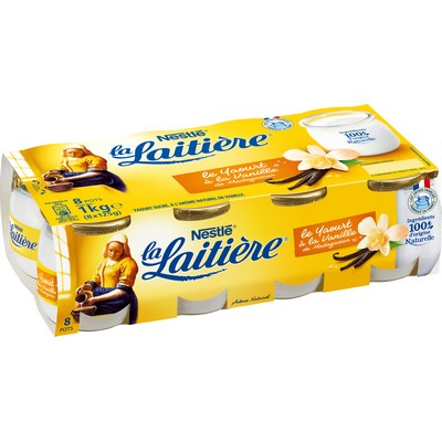 LA LAITIERE Yaourt Pot de verre VANILLE 8x125G
