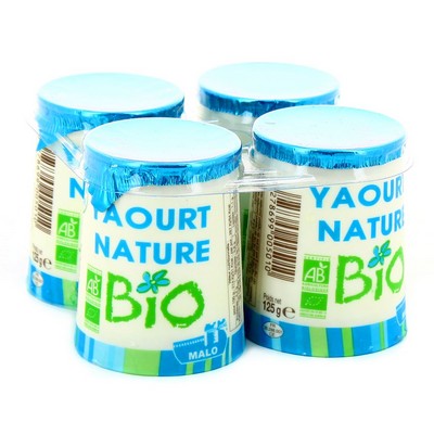 Yaourt au lait entier pasteurisé, nature, issu de l'agriculture biologique