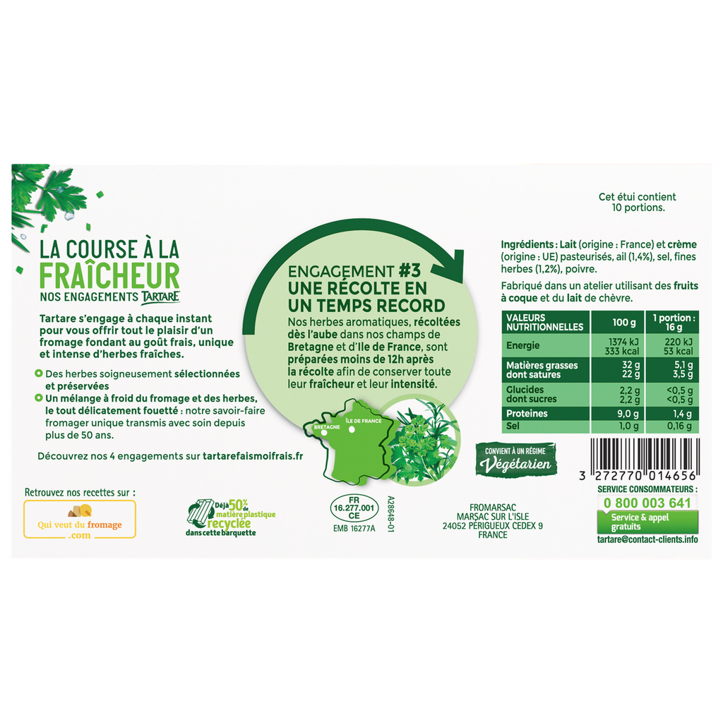 TARTARE® AIL & FINES HERBES 10 PORTIONS 160G
