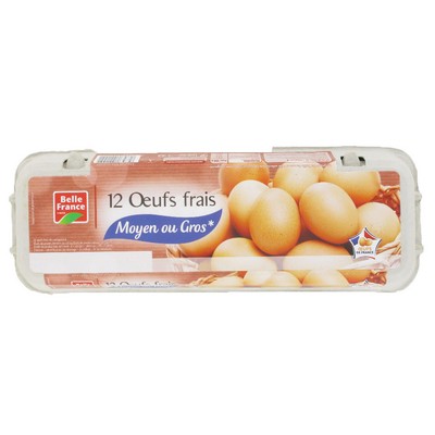 OEUF FRAIS ELEV SOL CALIBRE MOYEN X 12 BF BOITE