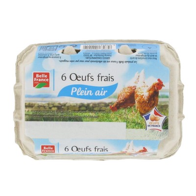OEUF FRAIS PLEIN AIR CALIBRE MOY/GROS X 6 BF BOITE