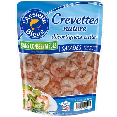 CREVETTES NATURE DECORTIQUEES CUITES  100G