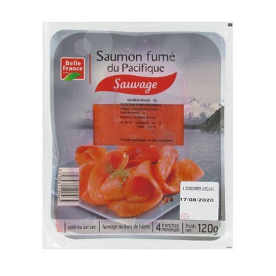 Wild Smoked Atlantic Salmon x4 Slices Belle France 120g