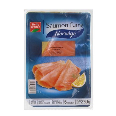 Norwegian Smoked Atlantic Salmon x6 Slices Belle France Tray 230g