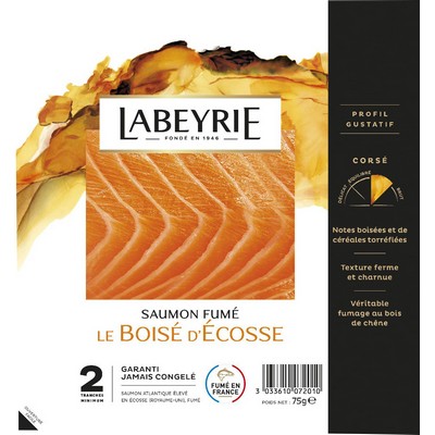 SAUMON ATLANTIQUE D'ECOSSE FUME 2 TRANCHES 75G