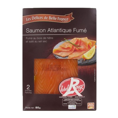 Atlantic Smoked Salmon Label Rouge 2 Slices 80g